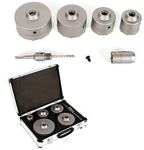 6PCS Scie Cloche Beton Trépan Béton Adaptateur SDS Plus 40-120mm Set de Scies Cloches Carotteuse Beton Pour Brique Béton Ciment Pierre