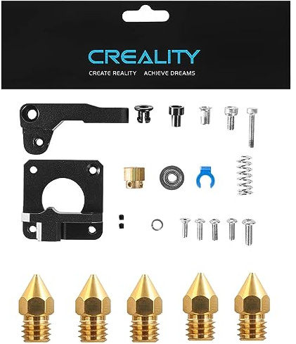 Creality Metall Extruder Kit, 3D Druckerteile Bowden Extruder mit 5 STÜCK 0,4 mm Messingdüsen Kit für FDM 3D Drucker Ender 3/Pro/V2, CR-10-Serie