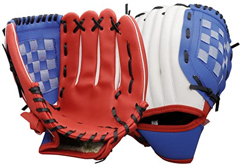 Baseball Gloves Softball Glove,12.5 Player Preferred Wear-Resistant PU Material Softball Fielding Glove,Left Hand Gloves Right Hand Throw for Youth Adult Beginner Infielder-Red and Blue Infield
