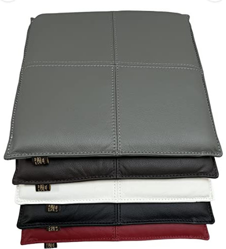 SIX Sitzkissen Lederkissen Grau | Bank-Kissen Echt-Leder Rindsleder Antirutsch 40x40