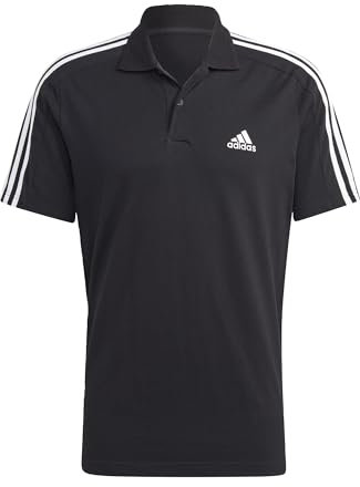 adidas Herren Essentials Piqué Embroidered Small Logo 3-Stripes Polo Shirt, Black/White, XXL