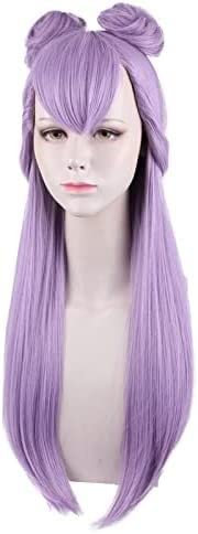 SEIZIS Cosplay Wig Perücke für Halloween, Mode, Weihnachtsfeier, Ankleiden, Perücke, LOL, Kda, Evelyn, gemischt, Lila, Tiger, Clip, Doppelhaartasche, halber Kopf, Perücke