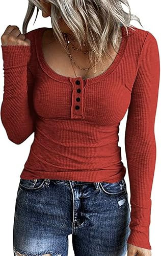 SMENG Pullover Damen Pullover Tshirt Damen Oberteile Damen Damen Oberteile Damen Shirt Pullover Strickjacken für Damen Casual Sweatshirts Rot S