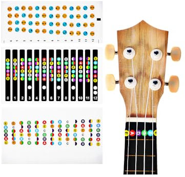 FAVOMOTO Gitarren Noten Aufkleber, Gitarrengriffbrett Gitarrenhals Sticker Farbige Noten Gitarre Zubehör für Gitarre Griffbrett Sticker Griffbrett Position Marker Akustikgitarre