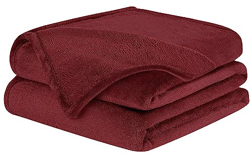BARBONS Kuscheldecke – weiche Fleecedecke, als Tagesdecke oder Bettdecke, Wohndecke oder Sofa Überwurfdecke, Kuscheldecke flauschig, Outdoor Decke (220x240 cm - Rot)