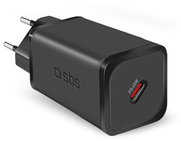 SBS USB-C Ladegerät 65 Watt, Power Delivery, GaN, kompakt und leistungsstark, EU-Stecker, ideal für Android-Smartphones, iPhone, Tablets, MacBook, Laptops