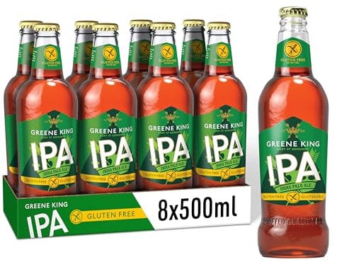 Greene King IPA Gluten Free Bottled Beer – 8 x 500ml Bottles | Gluten Free British Pale Ale with Balanced Hoppy Flavour | Premium Celiac Friendly Beer Case