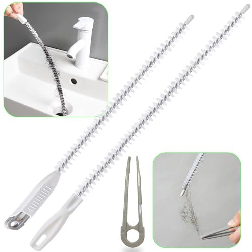 Abflussreiniger Spirale, 60cm & 45cm Rohrreinigungsspirale 2 Pcs,Kunststoff Spirale Abfluss Rohrreinigung für dünnere Rohre (> 0,4),Abflussreiniger Haare für Kanalisation,Küche,Waschbecken,Badewanne