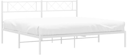 vidaXL Super King Size White Metal Bed Frame - Robust and Strong Construction with Extra Storage Space - Classic Timeless Design