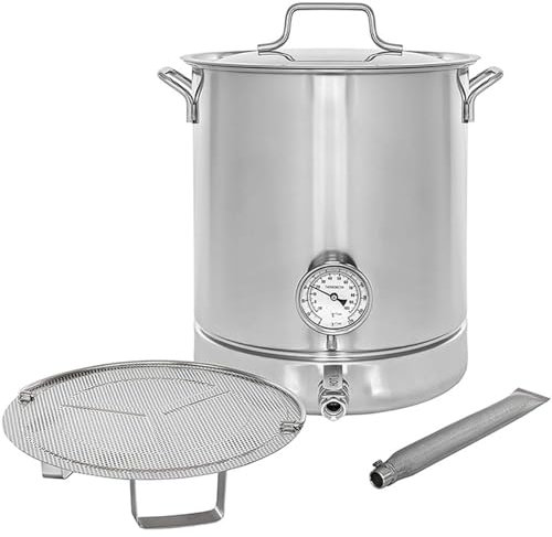 30-60L Bollitore Per Birra Domestica, Acciaio Inox 304 Pentola Per La Produzione Di Birra, Pentola Per Brodo Con Valvola, Doppia Filtrazione, Termometro E Filtro,30L
