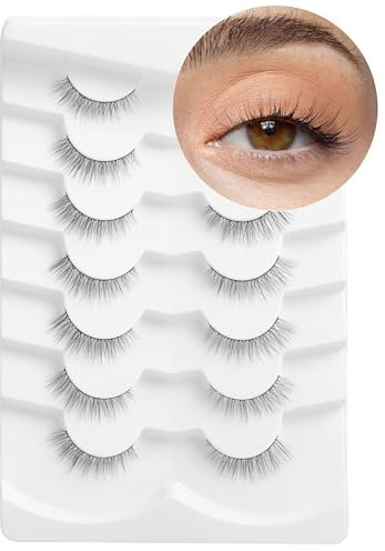 Onlyall Natürliche Wimpern Wispy Lashes Fluffy Natürlicher Looking Falsche-Wimpern Natürliche ausgestellte Short Künstliche Wimpern Weiche Flauschigewimpern Small 7 Paar DK-32