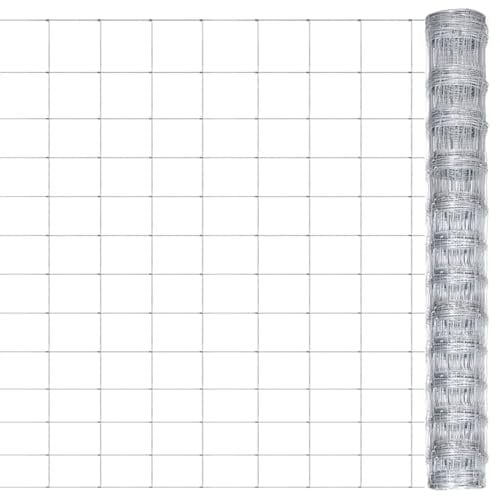 Mengtu Gartenzaun Drahtzaun Maschendrahtzaun Wildzaun Gitterzaun Weidezaun Drahtgitter Drahtgeflecht Silbern 50x1,25 m Verzinkter Stahl Garten Möbel#B