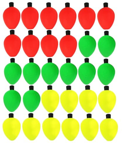 OriGlam 30 Stück Angel-Bobber, Schaumstoff-Schlaganzeiger, Schwimmer aus Schaumstoff, zum Fliegenfischen, schwimmende Bobber-Indikatoren für Forelle, Wels, Süßwasser, Salzwasser