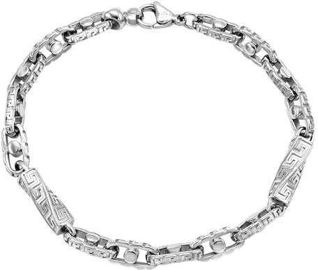 TAIPAN Santorini Armband 6.4mm breite Design rostfreie Edelstahlkette 19/20 / 21 / 22cm mit Schmuckschachtel und Putztuch