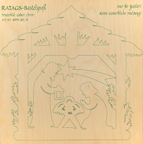 Ratags 2 Motivsperrholzplatten, Fensterbild, Christi Geburt, zum Selbstaussägen