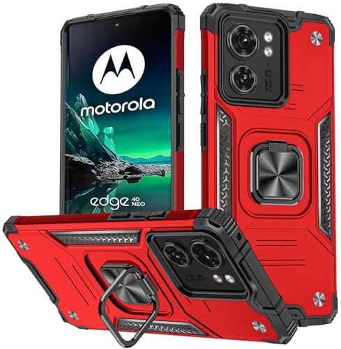 KANSi Case for Motorola Moto Edge 40 Neo, Protective Silicone TPU Shockproof Tough Armor Hard Cover - Red