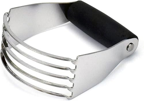 Dough Blender, Top Professional Pastry Cutter with Heavy Duty Stainless Steel Blades, Medium Size(Black )