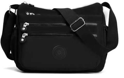 LHOEST Umhängetasche Damen Herren, Handtasche Damen Mittelgroß mit Mehreren Taschen, Nylon Tasche Crossbody Bag Damen Wasserdicht Leichte Schultertasche Verstellbarer für Einkaufen Reisen Schule