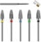 CGBE Nail Drill Bits, 6 Piece Nail Drill Bit with 5 Different Grit, 3/32 Inch Professional Bits for Nail Cutter, Corn Shaped Nail Drill Bits for Manicure Remove Acrylic or Hard Gel Polygel