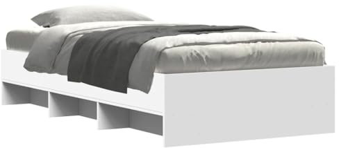 vidaXL Bettgestell, Bettrahmen mit Lattenrost, Schlafzimmerbett Bett mit Stauraum, Einzelbett für Schlafzimmer, Weiß 100x200cm Holzwerkstoff