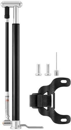 JULAI Mini Bike Floor Pump with Gauge, Portable Hand Pump - Bicycle Frame Inflator with Ball Needle - Fits Presta & Schrader Valves - Lightweight for Road Mountain & BMX Bikes - High Pressure 160 PSI