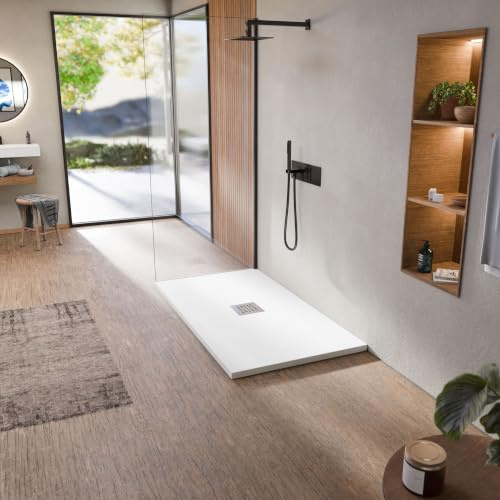 BELLOBATH Receveur de Douche en Résine Antidérapant Blanc 70x70 cm
