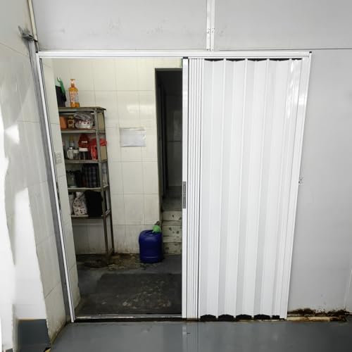 Puerta Plegable Puerta Interior Blanca Puerta Plegable para Sótano de Cocina, Puertas de Acordeón de Aluminio para Entrada, Puerta Plegable Multipliegue Puertas Divisorias de Ambientes para Privacidad