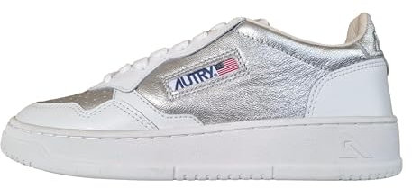 AUTRY Scarpe Sneakers Donna in Pelle AULW GB01 Bianco Argento (Bianco Argento, Sistema Taglie Calzature EU, Adulto, Numero, Media, 40)