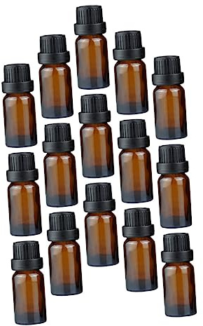 Beavorty 15ml Brown Glass Essential Oil Bottles 20pcs Portable Travel Subpackaging Bottles for Cosmetic Storage Outdoor Carrying Makeup Holder
