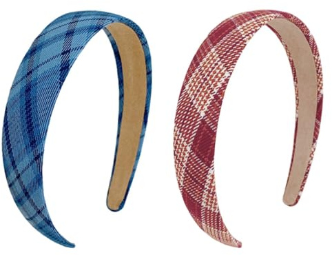 2 Stück Karierte Stirnbänder, Einfache Stirnbänder, Retro-Stirnbänder, Haarschmuck, Rutschfeste Stirnbänder, Damen-Haarschmuck