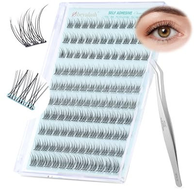 Obeyalash Pestañas autoadhesivas sin pegamento Pestañas Autoadhesivas en Racimos con Curvatura C de 10mm 11mm 12mm 13mm de Aspecto Natural Incluye Pinzas, Kit DIY para la Extensión