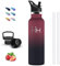 Gourde Isotherme, 750 ml Gourde Paille, Gourde Inox, Anti Fuite, Gourde Metal, Double Isolation, Gourde Acier Inoxydable, Avec Poignée, Gourde sans Bpa, Bouteille d'eau pour Randonnée, Voyage, Camping