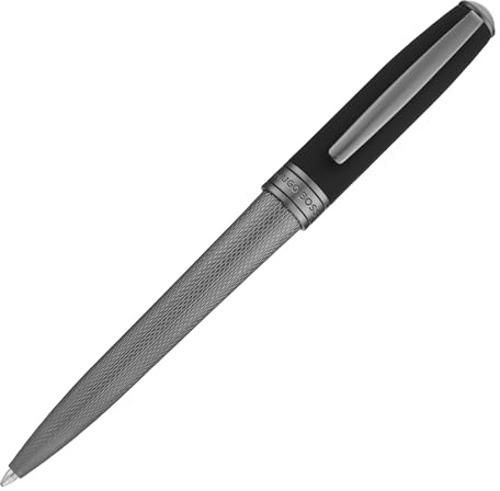 BOSS HUGO Kugelschreiber Essential Active aus Messing gefertigt, Schreibfarbe blau, 14cm, 39g (Schwarz)