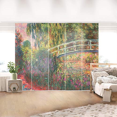 micasia Schiebegardine halbtransparent 60er Paneel Klett Wald Textil lichtdurchlässig - Blumenwiese Modern Flächenvorhang Wohnzimmer Schlafzimmer 2101 (300x250 cm - 5er Set)