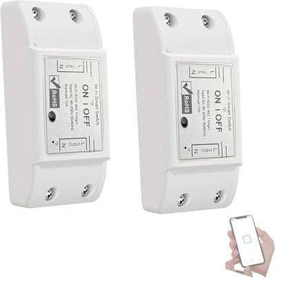 Bkiyougo Diy Smart Switch, Wi-Fi Smart Switch, Universal Smart Relay Switch DIY Module for Smart Home Automation Solution Works for Alexa & Google Home Compatible with Smart Life(2 Pack)