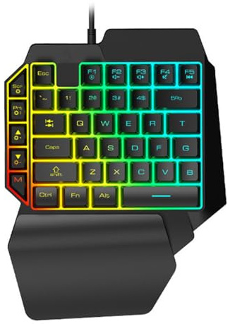 EXCEART Noir Clavier de Commande Main en Plastique USB 39 Touches | Rétroéclairage Intégré, Câble 1,5m, Format Compact Léger, Usage Maison et Jeu