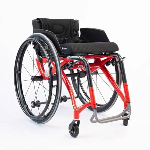 NRNQMTFZ Geländegängiger, ultraleichter Sportrollstuhl,Faltbarer Transportrollstuhl mit chnellverschluss, Rahmen aus Aluminiumlegierung,Selbstfahrer Rollstuhl Mit Handbremse(Seat Width 40cm/15.7in,B)