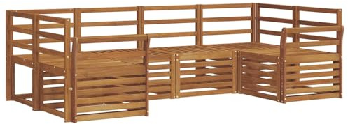 vidaXL Sofagarnituren 6 pcs Natur Massivholz Akazie, Garten und Terrasse, modernes Outdoor-Sofa, gemütliche Lounge, langlebige Sitzgruppe