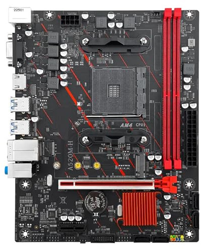 Placa Base Fit For JGINYUE A520M-H AM4 M-ATX de Placa Base for AMD®Ryzen Serie 3000/4000/5000 DDR4 MAX 64GB RAM Ranura M.2 * 1 Ordenador