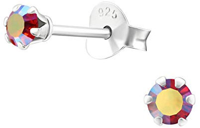 Bungsa Damen-Ohrstecker mit LA CRYSTALE Kristallsteinchen besetzt 3mm aus .925 Silber - Metallic Rose