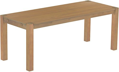 Esstisch Rio Kanto 200x80 cm Eiche Natur Pinie Massivholz Größe und Farbe wählbar Esszimmertisch Küchentisch Holztisch Echtholz vorgerichtet für Ansteckplatten Tisch ausziehbar Brasilmöbel