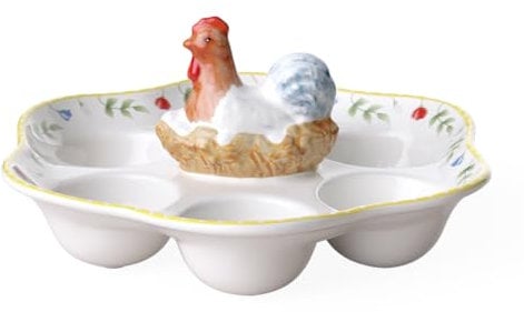 Villeroy & Boch – Spring Awakening Eierteller Hahn Und Henne 20 Cm Weiß/Bunt, Ostern Deko, Deko Ostern, Oster Deko, Premium Porzellan