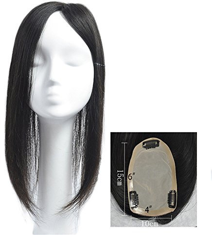 10,2 x 15,2 cm Mono Base Clip On Human Hair Toppers Straight Wiglet Hair Piece for Women (30,5 cm Dark Brown)