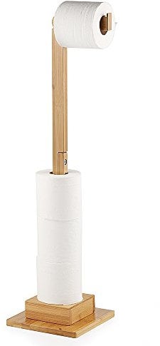 ecooe Verlängert Bambus Stand Toilettenpapierhalter Ohne Bohren Toilettenpapieraufbewahrung Ersatzrollenhalter Toilettenpapierrollen Stehender Ideal für 6 WCRollenhalter Ständer und Organizer (72cm)