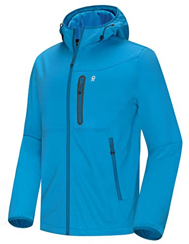 Little Donkey Andy Veste coupe-vent Softshell légère avec capuche, pour homme, idéale pour course à pied, voyage, randonnée, bleu, taille XXL