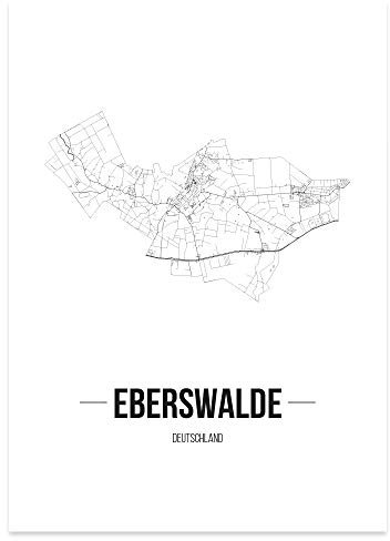 JUNIWORDS Stadtposter - Wähle Deine Stadt - Eberswalde - 21 x 30 cm Poster - Schrift B - Weiß