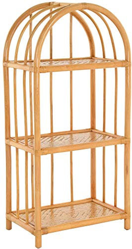 korb.outlet Badregal mit DREI Ablagen, Rundbogen Regal/Standregal Küchenregal aus Natur Rattan (Honig, 3 Ablagen)