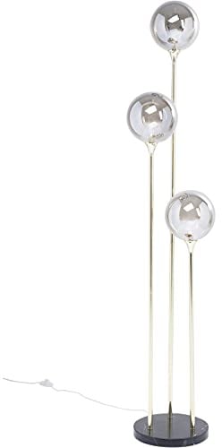 Kare Design Stehlampe Al Capone Tre, Gold, Silber, Marmor, Glas, Moderne Stehleuchte, Wohnzimmer, Schlafzimmer, 176x37x37 cm (HxBxT)