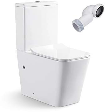 Inodoro CUBITTO Compacto de Dos Piezas Diseño Exclusivo Elegante y Moderno de Línea Cúbica. De Cerámica Blanca. Mecanismo Economizador 3/6. Salida Dual. Tapa Y Asiento en ABS. Sistema Rimless.