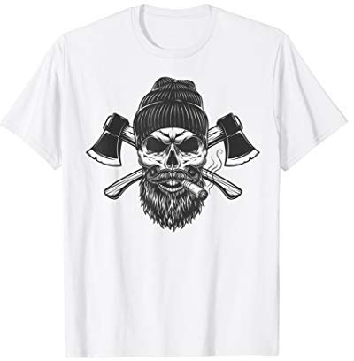 Holzfäller Totenkopf mit Bart T-Shirt